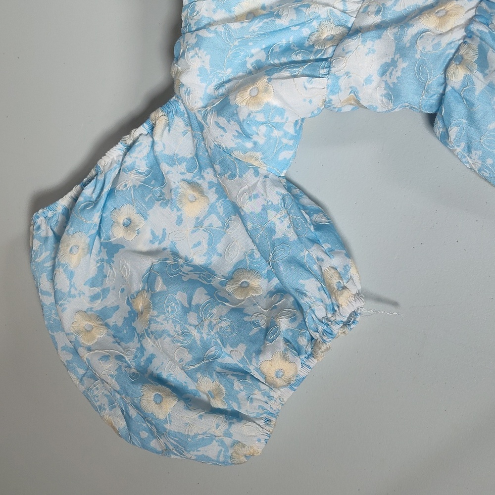 Hello Molly Sunshine Style Puff Sleeve Blue Floral Mini Dress S - Picture 8 of 14